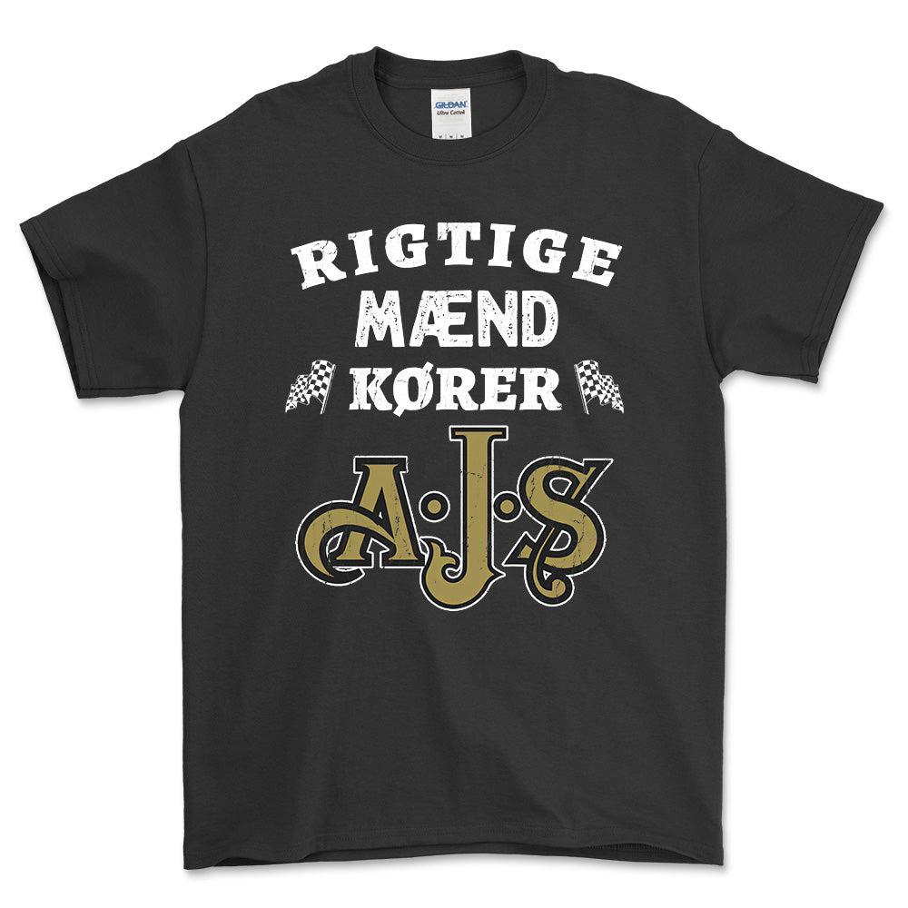 AJS Rigtige Mænd Kører - Unisex T-Shirt , Bomuld-Beklædning-AJS-Sort-S-Forside-Garage Culture Shop- garage - man cave - merchandise