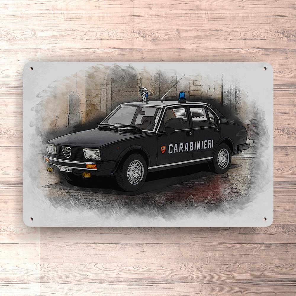 ALFA ROMEO ALFETTA 2.0 L CARABINIERI 1978 Skilte, Musemåtte, Dørmåtte-Skilte-Alfa Romeo-Garage Culture Shop- garage - man cave - merchandise