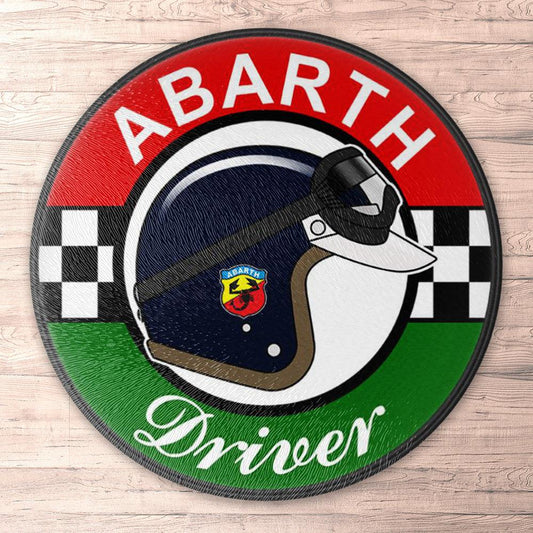 Abarth Driver Runde Skilte , Musemåtte Rundt , Kop Underlag, Underlagssæt-Runde Skilte-Abarth-Garage Culture Shop- garage - man cave - merchandise