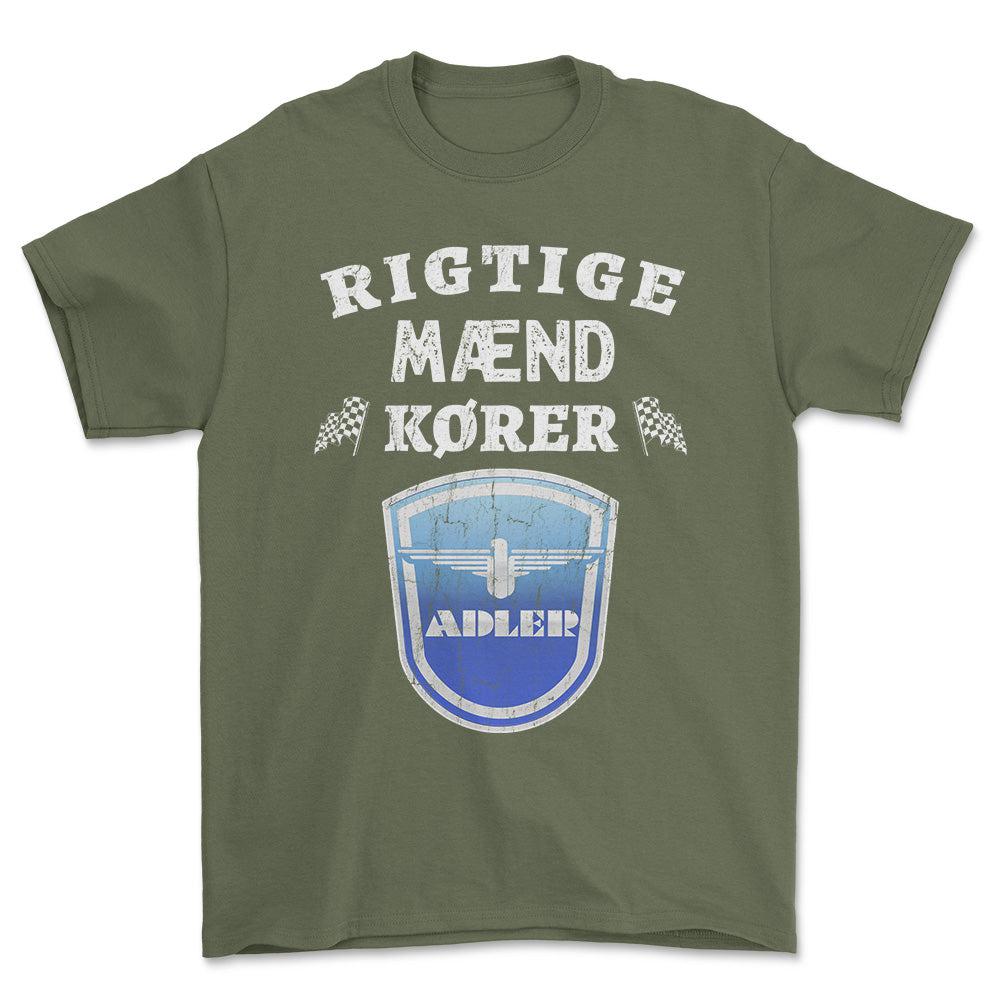 Adler Rigtige Mænd Kører - Unisex T-Shirt , Bomuld-Beklædning-Adler-Grøn Militær-S-Forside-Garage Culture Shop- garage - man cave - merchandise