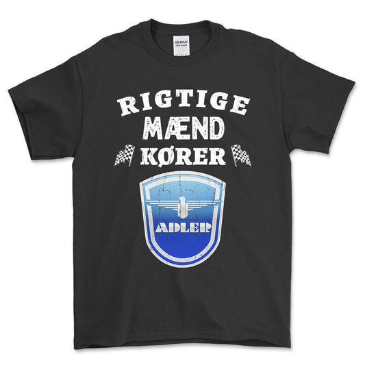 Adler Rigtige Mænd Kører - Unisex T-Shirt , Bomuld-Beklædning-Adler-Sort-S-Forside-Garage Culture Shop- garage - man cave - merchandise