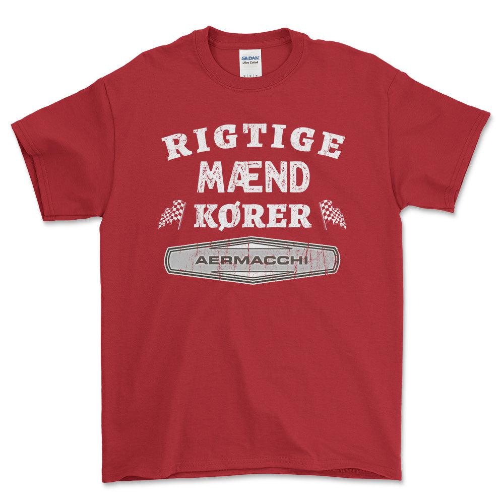 Aermacchi Rigtige Mænd Kører - Unisex T-Shirt , Bomuld-Beklædning-Aermacchi-Rød-S-Forside-Garage Culture Shop- garage - man cave - merchandise