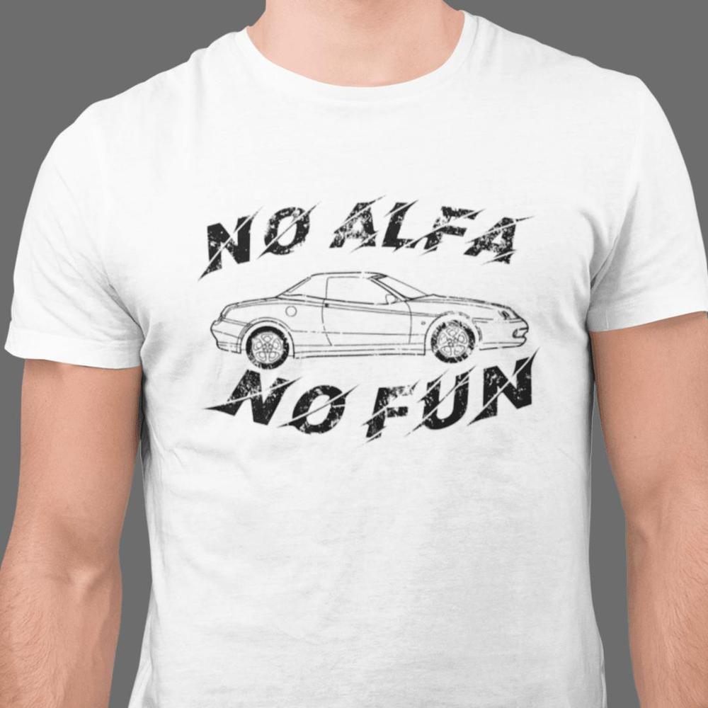 Alfa Romeo Spider No Alfa No Fun Unisex T-Shirt , Bomuld-Beklædning-Alfa Romeo-Garage Culture Shop- garage - man cave - merchandise
