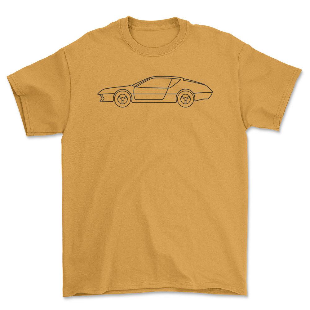 Alpine A310 V6 Outline - Unisex T-Shirt , Bomuld-Beklædning-Alpine-Guld-S-Forside-Garage Culture Shop- garage - man cave - merchandise