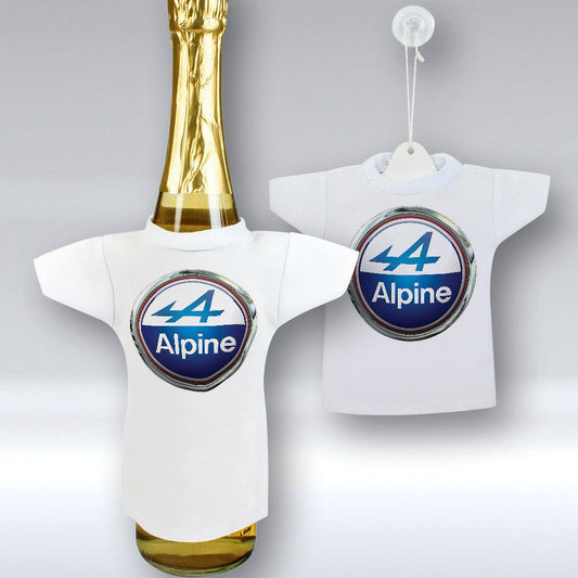 Alpine - Mini T-shirt Et unikt biltilbehør og flaskecover med din billede, tekst. design-MiniTshirt-Alpine-Garage Culture Shop- garage - man cave - merchandise