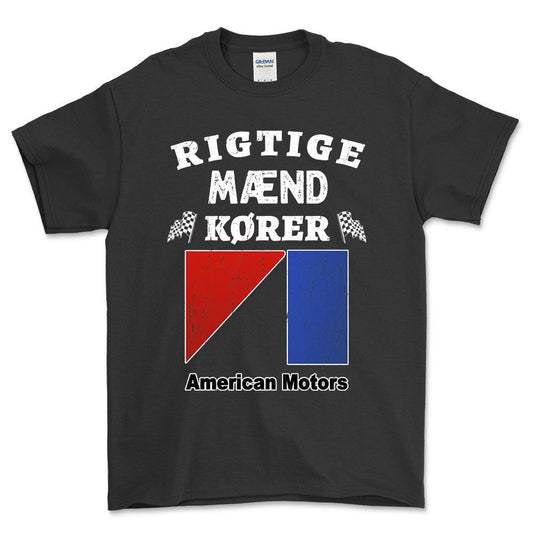 American Motors Rigtige Mænd Kører Unisex T-Shirt , Bomuld-Beklædning-AMC-Sort-S-Forside-Garage Culture Shop- garage - man cave - merchandise