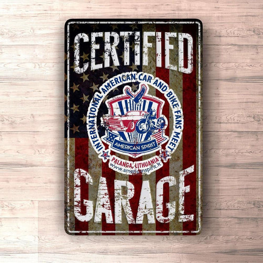 American Spirit Cerified Garage Skilte, Musemåtte, Dørmåtte-Club Merchandise-American Spirit-Garage Culture Shop- garage - man cave - merchandise