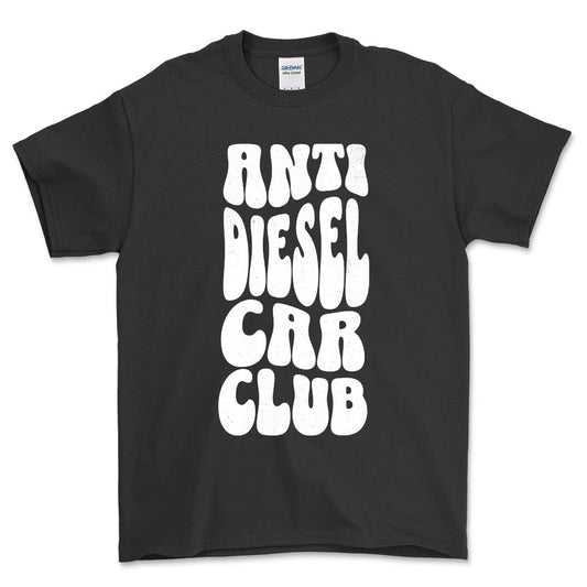 Anti Diesel Car Club - Unisex T-Shirt , Bomuld-Beklædning-Garage Culture-Sort-S-Forside-Garage Culture Shop- garage - man cave - merchandise