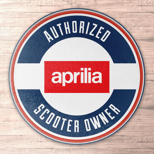 Aprilia Authorized Scooter Owner, Runde Skilte , Musemåtte Rundt , Kop Underlag, Underlagssæt-Runde Skilte-Aprilia-Garage Culture Shop- garage - man cave - merchandise