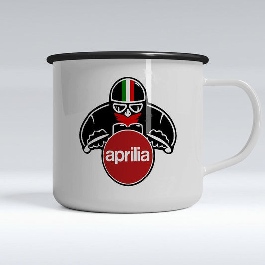 Aprilia Biker Emaljekrus-Krus-Aprilia-Garage Culture Shop- garage - man cave - merchandise