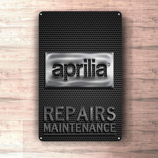 Aprilia Repairs Maintenance Skilte, Musemåtte, Dørmåtte-Skilte-Aprilia-Garage Culture Shop- garage - man cave - merchandise