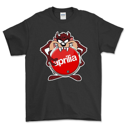 Aprilia TAZ Unisex T-Shirt , Bomuld-Beklædning-Aprilia-Sort-S-Forside-Garage Culture Shop- garage - man cave - merchandise