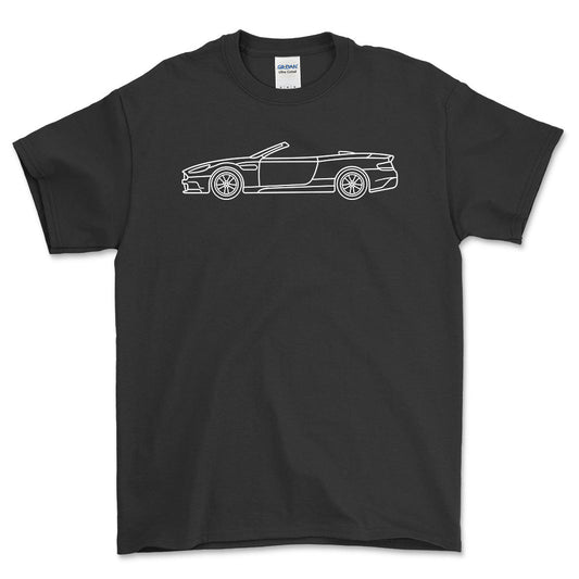 Aston Martin DBS Volante Outline - Unisex T-Shirt , Bomuld-Beklædning-Aston Martin-Sort-S-Forside-Garage Culture Shop- garage - man cave - merchandise