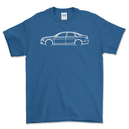 Audi A6 4F Outline - Unisex T-Shirt , Bomuld-Beklædning-Audi-Blå Royal-S-Forside-Garage Culture Shop- garage - man cave - merchandise