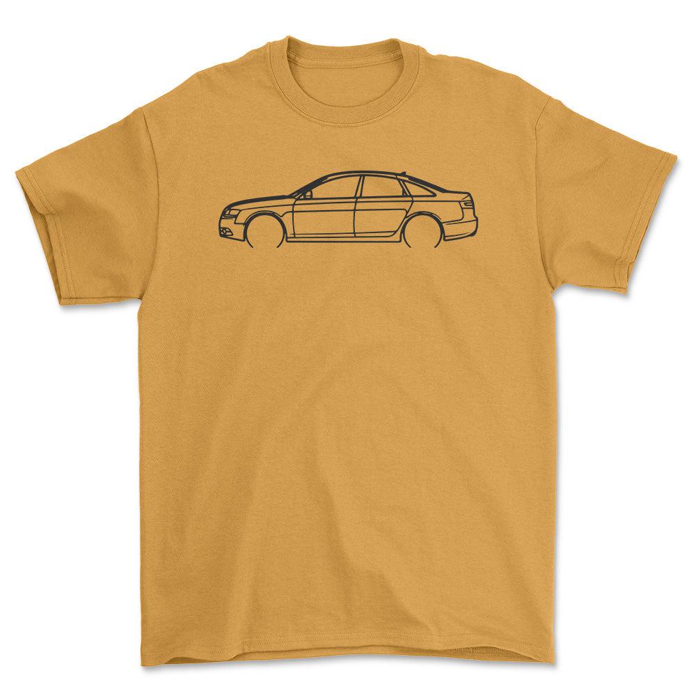 Audi A6 4F Outline - Unisex T-Shirt , Bomuld-Beklædning-Audi-Guld-S-Forside-Garage Culture Shop- garage - man cave - merchandise