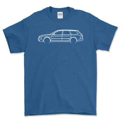 Audi A6 Avant Outline - Unisex T-Shirt , Bomuld-Beklædning-Audi-Blå Royal-S-Forside-Garage Culture Shop- garage - man cave - merchandise