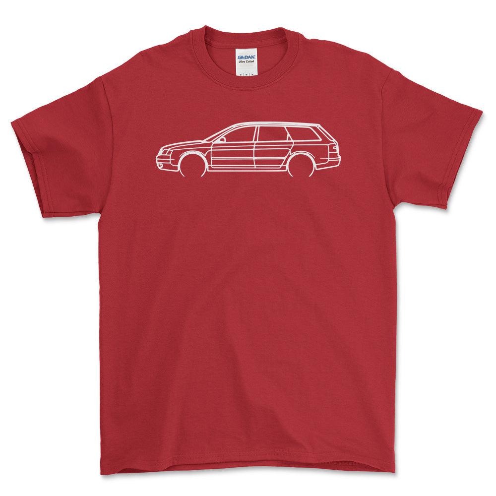 Audi A6 Avant Outline - Unisex T-Shirt , Bomuld-Beklædning-Audi-Rød-S-Forside-Garage Culture Shop- garage - man cave - merchandise