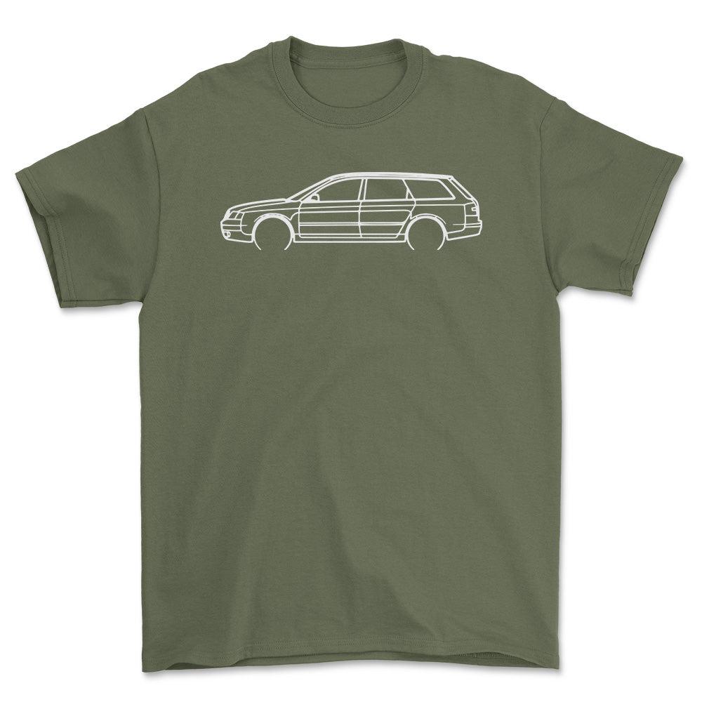 Audi A6 Avant Outline - Unisex T-Shirt , Bomuld-Beklædning-Audi-Grøn Militær-S-Forside-Garage Culture Shop- garage - man cave - merchandise