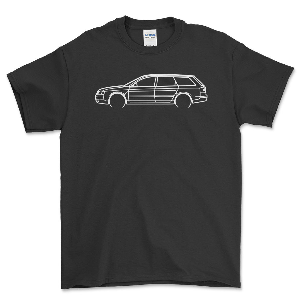 Audi A6 Avant Outline - Unisex T-Shirt , Bomuld-Beklædning-Audi-Sort-S-Forside-Garage Culture Shop- garage - man cave - merchandise