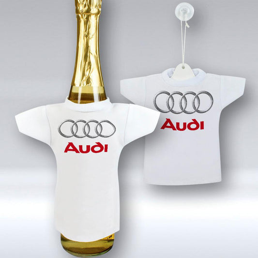 Audi - Mini T-shirt Et unikt biltilbehør og flaskecover med din billede, tekst. design-MiniTshirt-Audi-Garage Culture Shop- garage - man cave - merchandise