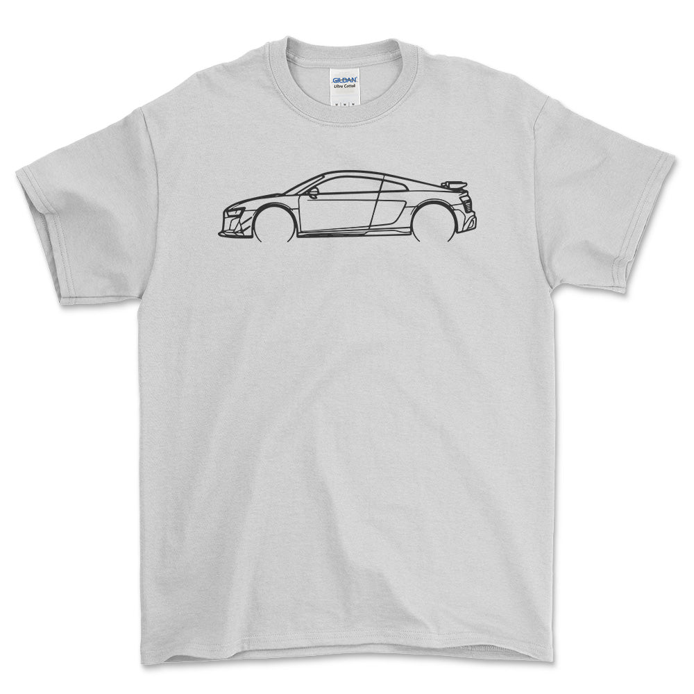 Audi R8 V10 Coupe Outline - Unisex T-Shirt , Bomuld-Beklædning-Audi-Hvid-S-Forside-Garage Culture Shop- garage - man cave - merchandise