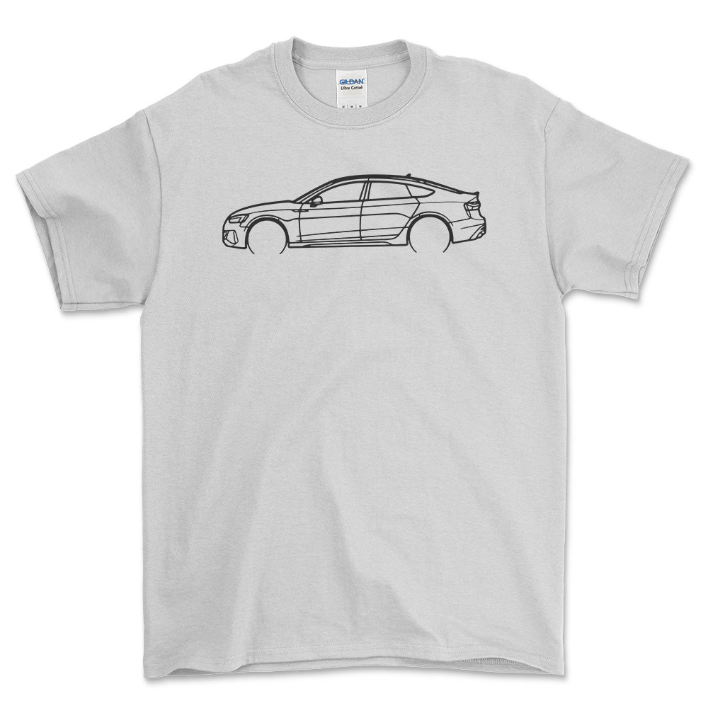 Audi RS5 Sportback Outline - Unisex T-Shirt , Bomuld-Beklædning-Audi-Hvid-S-Forside-Garage Culture Shop- garage - man cave - merchandise