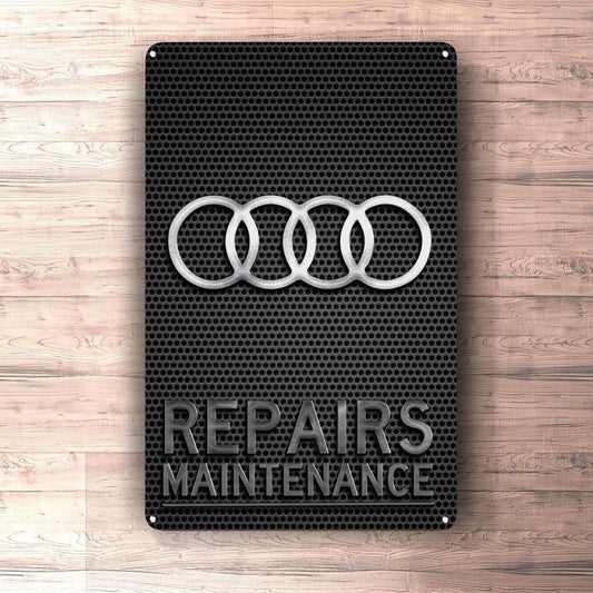 Audi Repairs Maintenance Skilte, Musemåtte, Dørmåtte-Skilte-Audi-Garage Culture Shop- garage - man cave - merchandise