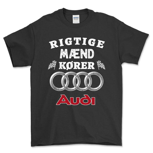 Audi Rigtige Mænd Kører Unisex T-Shirt , Bomuld-Beklædning-Audi-Sort-S-Forside-Garage Culture Shop- garage - man cave - merchandise