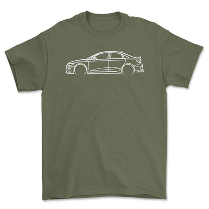 Audi S3 Outline - Unisex T-Shirt , Bomuld-Beklædning-Audi-Grøn Militær-S-Forside-Garage Culture Shop- garage - man cave - merchandise