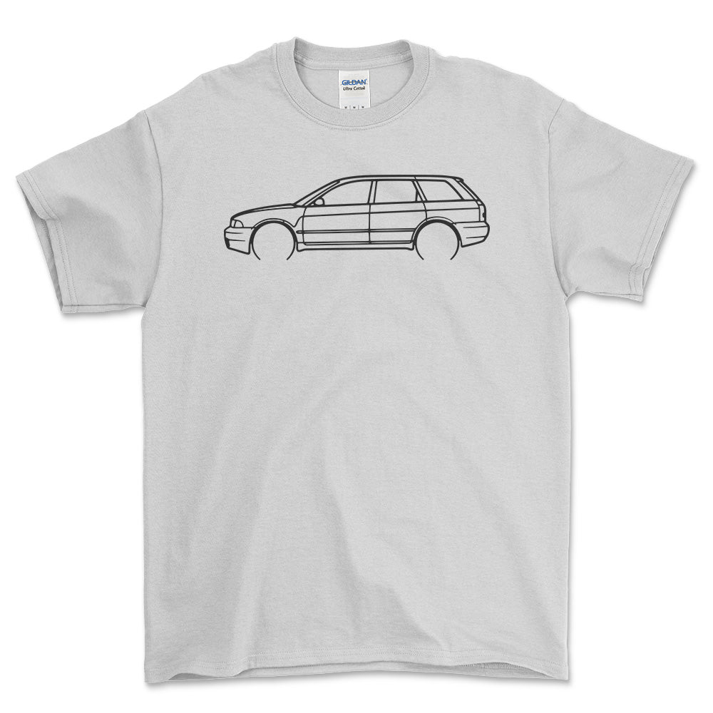 Audi S4 B5 Outline - Unisex T-Shirt , Bomuld-Beklædning-Audi-Hvid-S-Forside-Garage Culture Shop- garage - man cave - merchandise