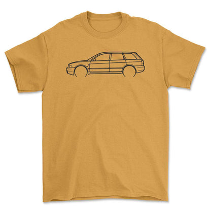 Audi S4 B5 Outline - Unisex T-Shirt , Bomuld-Beklædning-Audi-Guld-S-Forside-Garage Culture Shop- garage - man cave - merchandise