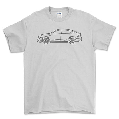 Audi e-tron Sportback Outline - Unisex T-Shirt , Bomuld-Beklædning-Audi-Hvid-S-Forside-Garage Culture Shop- garage - man cave - merchandise