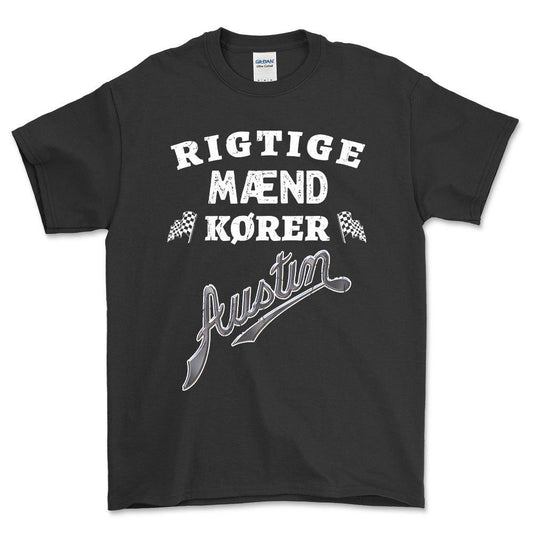 Austin Rigtige Mænd Kører Unisex T-Shirt , Bomuld-Beklædning-Austin-Sort-S-Forside-Garage Culture Shop- garage - man cave - merchandise