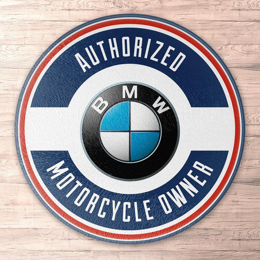 BMW Authorized Motorcycle Owner, Runde Skilte , Musemåtte Rundt , Kop Underlag, Underlagssæt-Runde Skilte-BMW-Garage Culture Shop- garage - man cave - merchandise