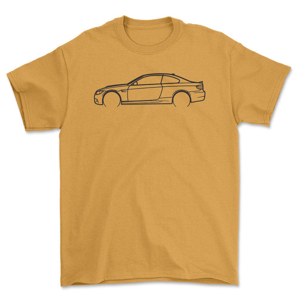 BMW E92 M3 Outline - Unisex T-Shirt , Bomuld-Beklædning-BMW-Guld-S-Forside-Garage Culture Shop- garage - man cave - merchandise