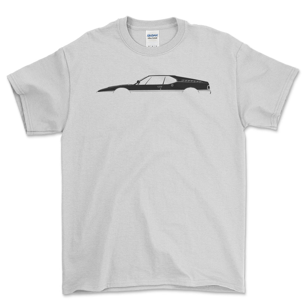 BMW M1 Silhuet - Unisex T-Shirt , Bomuld-Beklædning-BMW-Hvid-S-Forside-Garage Culture Shop- garage - man cave - merchandise