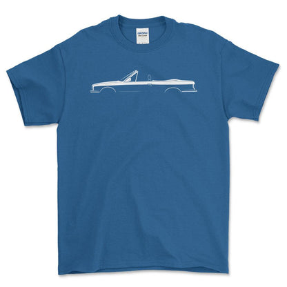 BMW M3 Cabrio (E30) Silhuet - Unisex T-Shirt , Bomuld-Beklædning-BMW-Blå Royal-S-Forside-Garage Culture Shop- garage - man cave - merchandise