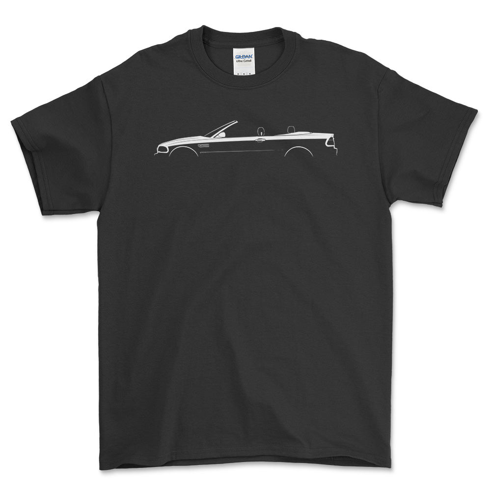 BMW M3 Cabrio (E46) Silhuet - Unisex T-Shirt , Bomuld-Beklædning-BMW-Sort-S-Forside-Garage Culture Shop- garage - man cave - merchandise