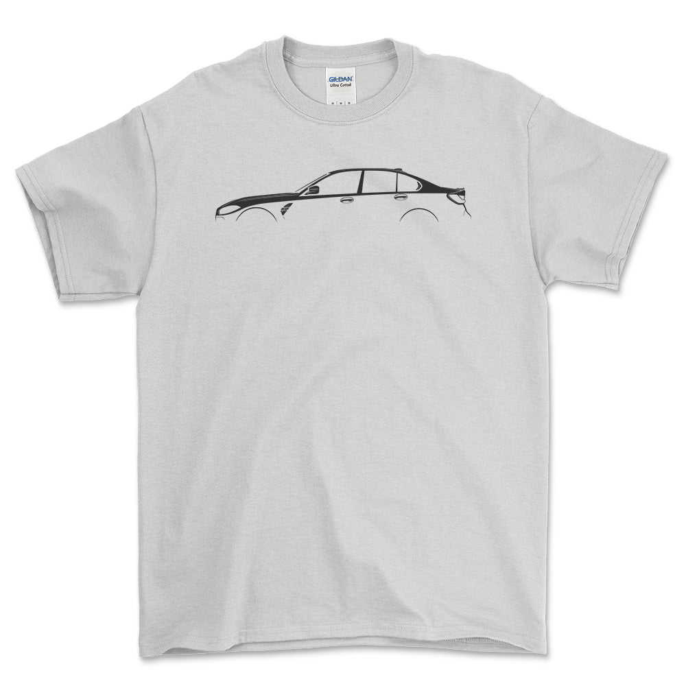 BMW M3 (G80) Silhuet - Unisex T-Shirt , Bomuld-Beklædning-BMW-Hvid-S-Forside-Garage Culture Shop- garage - man cave - merchandise