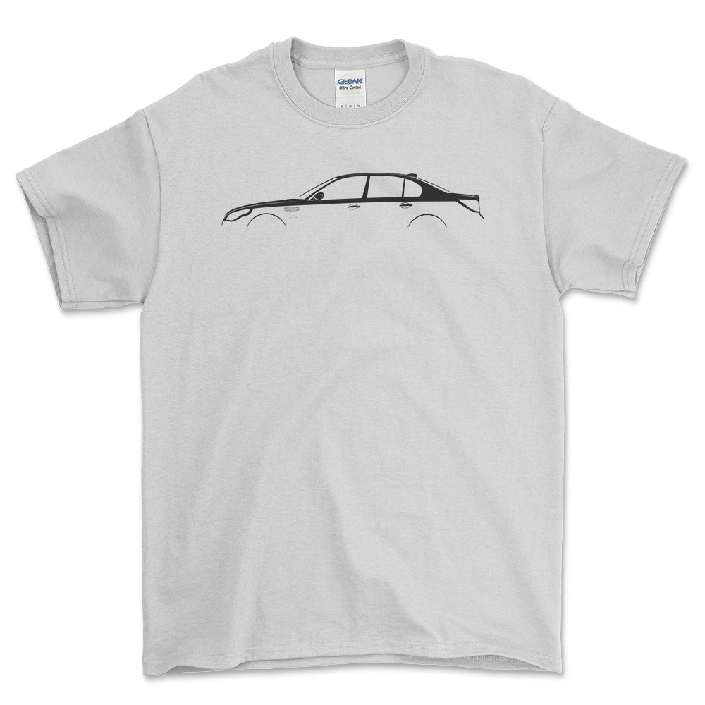 BMW M5 (E60) Silhuet - Unisex T-Shirt , Bomuld-Beklædning-BMW-Hvid-S-Forside-Garage Culture Shop- garage - man cave - merchandise