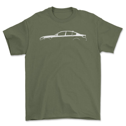 BMW M5 (F90) Silhuet - Unisex T-Shirt , Bomuld-Beklædning-BMW-Grøn Militær-S-Forside-Garage Culture Shop- garage - man cave - merchandise