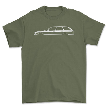 BMW M5 Touring (E34) Silhuet - Unisex T-Shirt , Bomuld-Beklædning-BMW-Grøn Militær-S-Forside-Garage Culture Shop- garage - man cave - merchandise