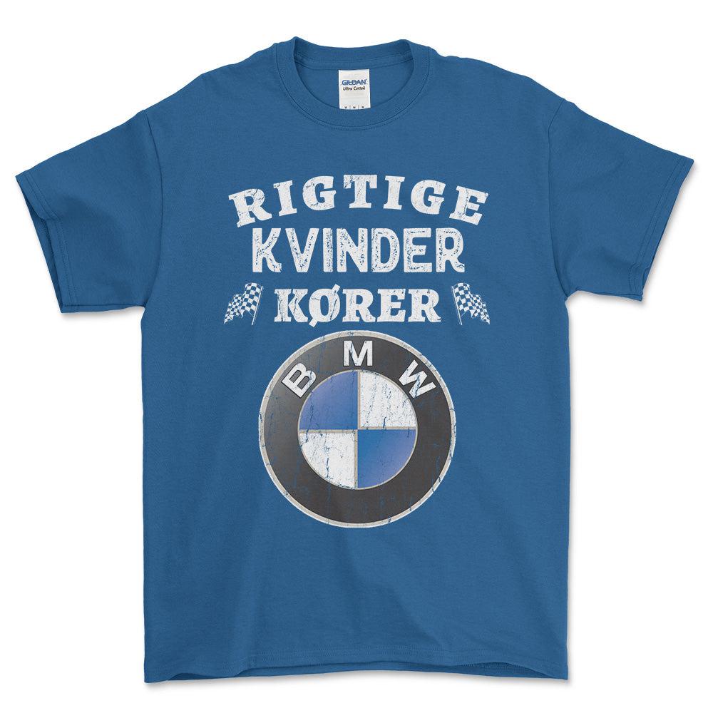 BMW Rigtige Kvinder Kører BMW - Unisex T-Shirt , Bomuld-Beklædning-BMW-Blå Royal-S-Forside-Garage Culture Shop- garage - man cave - merchandise