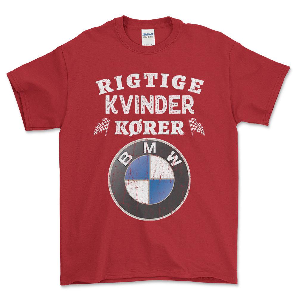 BMW Rigtige Kvinder Kører BMW - Unisex T-Shirt , Bomuld-Beklædning-BMW-Rød-S-Forside-Garage Culture Shop- garage - man cave - merchandise