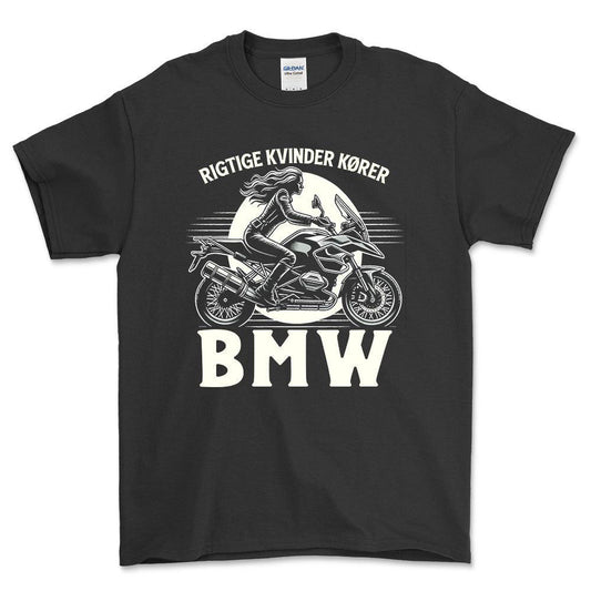 BMW Rigtige Kvinder Kører BMW - Unisex T-Shirt , Bomuld-Beklædning-BMW-Sort-S-Forside-Garage Culture Shop- garage - man cave - merchandise