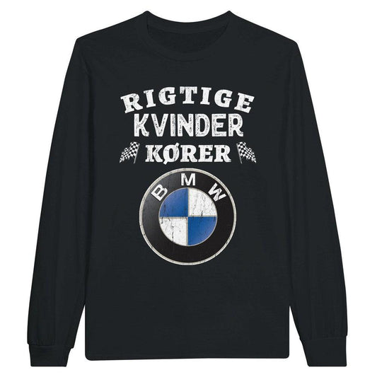 BMW Rigtige Kvinder Kører Unisex Longsleeve T-shirt , Bomuld-Beklædning-BMW-Garage Culture Shop- garage - man cave - merchandise