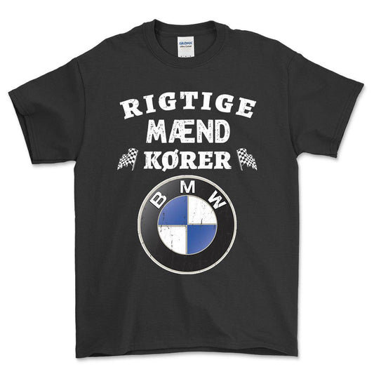 BMW Rigtige Mænd Kører Unisex T-Shirt , Bomuld-Beklædning-BMW-Sort-S-Forside-Garage Culture Shop- garage - man cave - merchandise