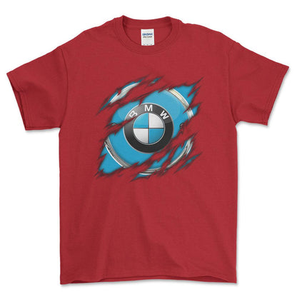 BMW Ripped Unisex T-Shirt , Bomuld-Beklædning-BMW-Rød-S-Forside-Garage Culture Shop- garage - man cave - merchandise