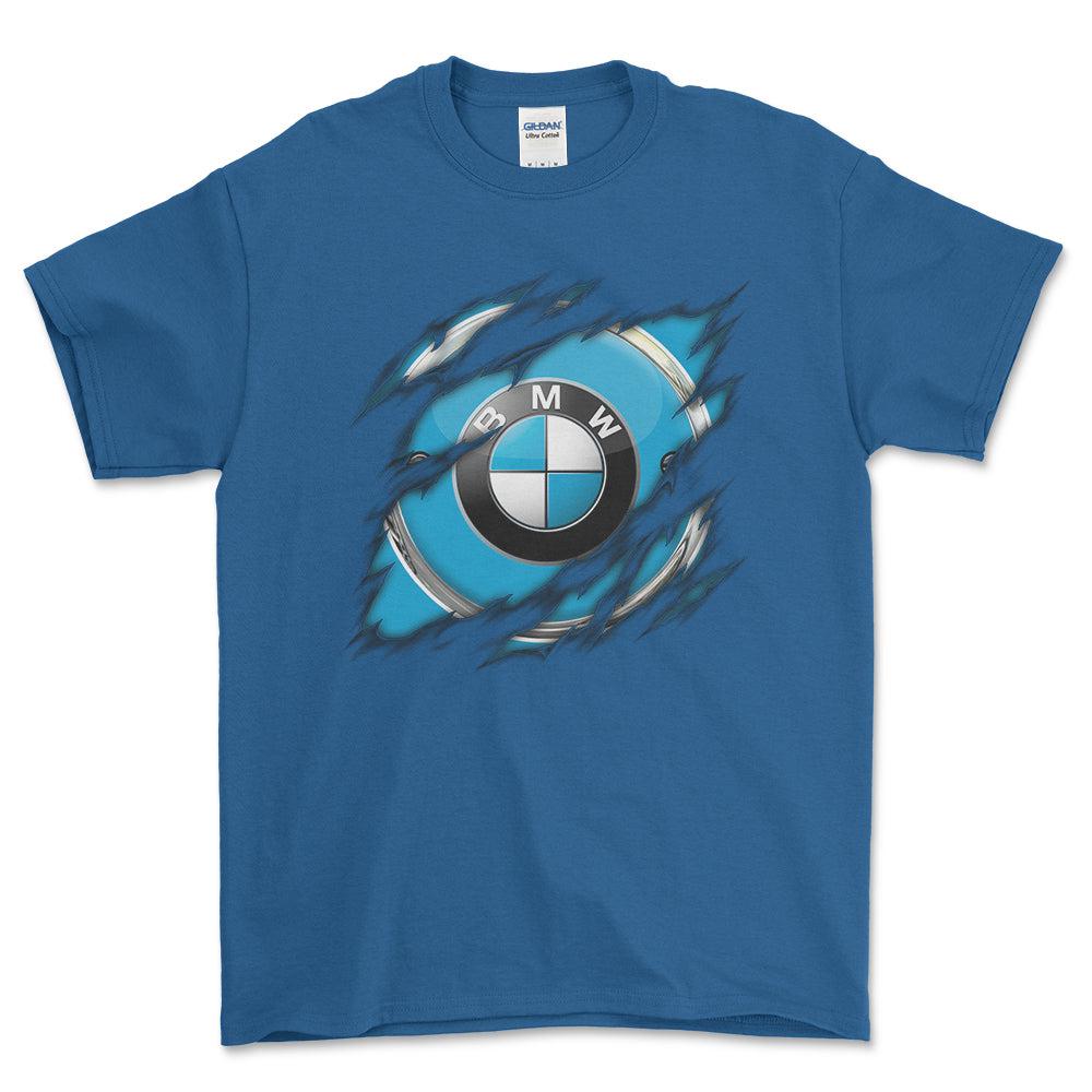 BMW Ripped Unisex T-Shirt , Bomuld-Beklædning-BMW-Blå Royal-S-Forside-Garage Culture Shop- garage - man cave - merchandise