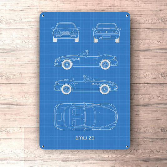 BMW Z3 Blueprint Skilte, Musemåtte, Dørmåtte-Blueprint-BMW-Garage Culture Shop- garage - man cave - merchandise